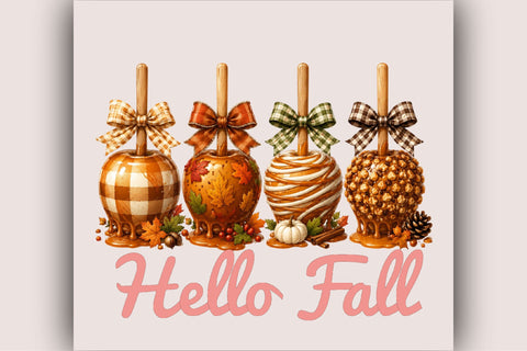 Hello Fall Caramel Apples PNG Sublimation SVGArt 