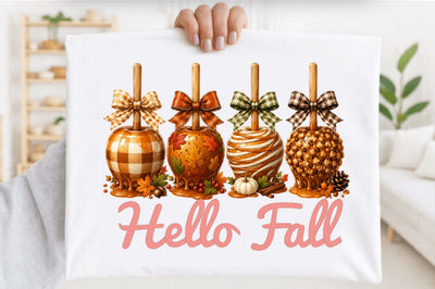 Hello Fall Caramel Apples PNG Sublimation SVGArt 