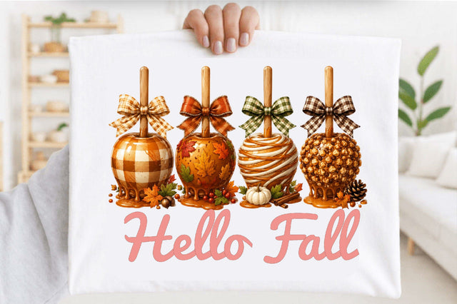 Hello Fall Caramel Apples PNG Sublimation SVGArt 