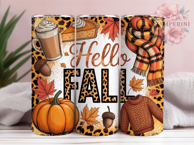Hello Fall Cozy Autumn Tumbler Wrap, Autumn Tumbler Png, 20oz Skinny Tumbler, Fall Sublimation Design, Cozy Fall Tumbler, Tumbler Design Download, Fall Vibes Tumbler Sublimation Li Zamperini 