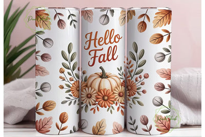 Hello Fall Floral Tumbler Wrap Sublimation PixelChick 