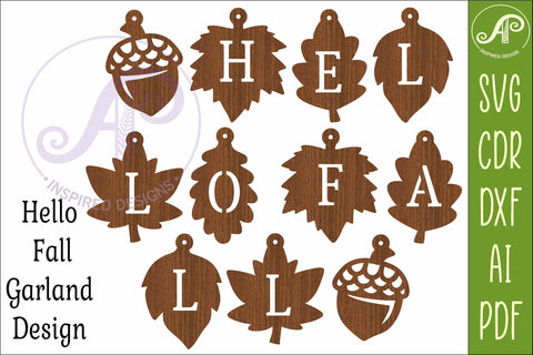 Hello Fall Garland SVG, Autumn Leaf Banner, Acorn Decor, SVG APInspireddesigns 