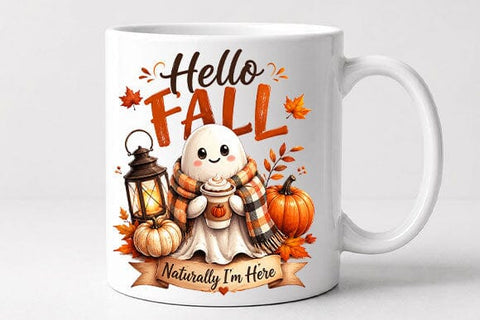 Hello Fall Ghost PNG Cute Autumn Digital Download SVG BillahCrafts 