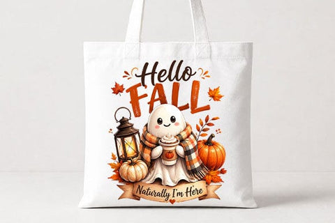 Hello Fall Ghost PNG Cute Autumn Digital Download SVG BillahCrafts 