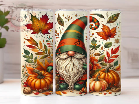 Hello Fall Gnome Pumpkin Tumbler Wrap, Hello Fall Tumbler, Gnome with Pumpkins, 20oz Wrap, Sublimation Design, Autumn Drinkware, Fall Decor, Harvest Cup Sublimation Lara' s Designs 