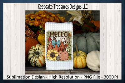Hello Fall, Hand Drawn Pumpkins, Leopard Print, Sublimation PNG, Digital Download Sublimation Keepsake Treasures Designs LLC. 