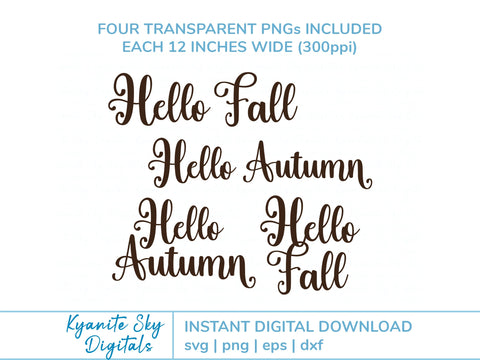 Hello Fall Hello Autumn SVG script titles SVG Kyanite Sky Digitals 