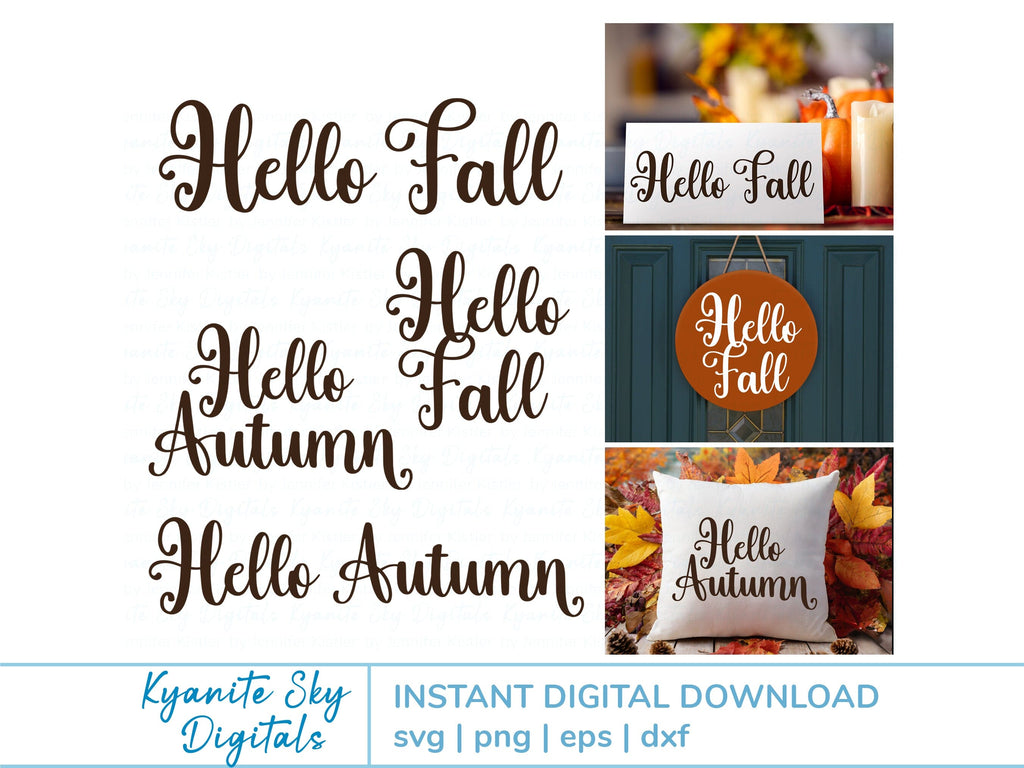 Hello Fall Hello Autumn SVG script titles - So Fontsy