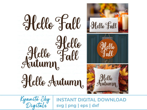Hello Fall Hello Autumn SVG script titles SVG Kyanite Sky Digitals 