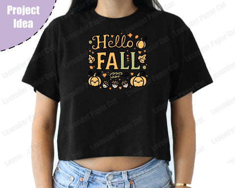 Hello Fall Layered SVG, PNG, Clipart, Autumn Season SVG, Kawaii Pumpkins, Fall Leaves, Cut file for Cricut and Silhouette SVG Lavender Paper Cut 