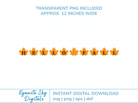 Hello Fall Leaves Bunting SVG autumn paper garland banner SVG Kyanite Sky Digitals 