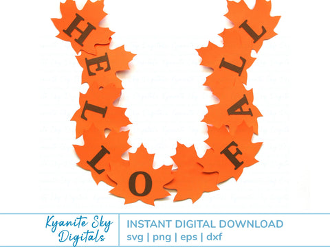 Hello Fall Leaves Bunting SVG autumn paper garland banner SVG Kyanite Sky Digitals 