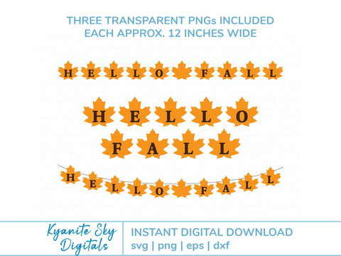 Hello Fall Leaves Bunting SVG autumn paper garland banner SVG Kyanite Sky Digitals 
