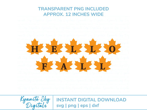 Hello Fall Leaves Bunting SVG autumn paper garland banner SVG Kyanite Sky Digitals 
