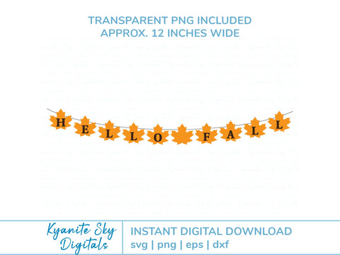 Hello Fall Leaves Bunting SVG autumn paper garland banner SVG Kyanite Sky Digitals 