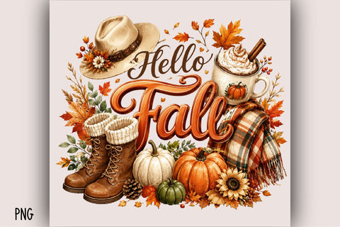 Hello Fall Png Sublimation Design Sublimation SVGArt 