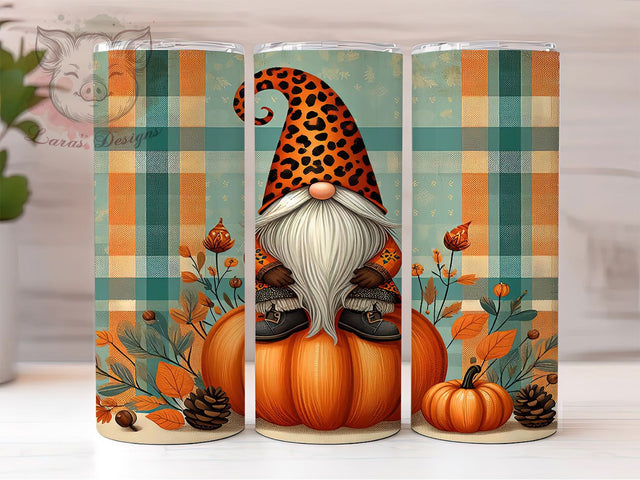 Hello Fall Pumpkin Gnome Tumbler, Autumn Pumpkin Cup Wrap, 20Oz Sublimation Design, Cozy Fall Coffee Mug, Rustic Autumn Drinkware, Thanksgiving Gnome Gift, Harvest Season Tumbler Sublimation Lara' s Designs 