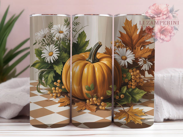 Hello Fall Pumpkin Harvest Tumbler Wrap, Fall Tumbler Png, 20oz Skinny Tumbler, Sublimation Download, Autumn Leaves Png, Harvest Tumbler Design, Hello Fall Tumbler Sublimation Li Zamperini 