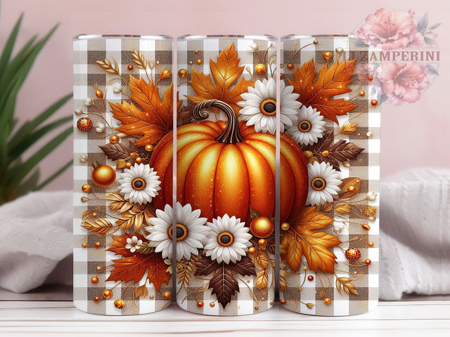 Hello Fall Pumpkin Harvest Tumbler Wrap, Fall Tumbler Png, 20oz Skinny Tumbler, Sublimation Download, Autumn Leaves Png, Harvest Tumbler Design, Hello Fall Tumbler Sublimation Li Zamperini 