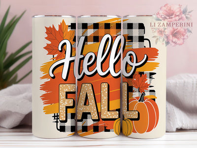 Hello Fall Pumpkin Spice Tumbler Wrap, 20Oz Tumbler Design, Hello Fall Sublimation, Autumn Tumbler Wrap, Pumpkin Spice Tumbler, Fall Vibes Tumbler, Tumbler Wrap PNG Sublimation Li Zamperini 