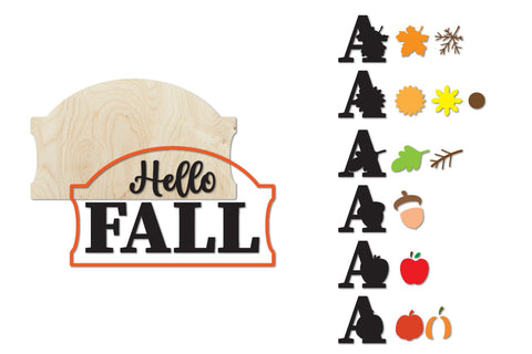 Hello Fall Sign Laser Cut, Home Svg, Changeable Icon SVG zafrans studio 