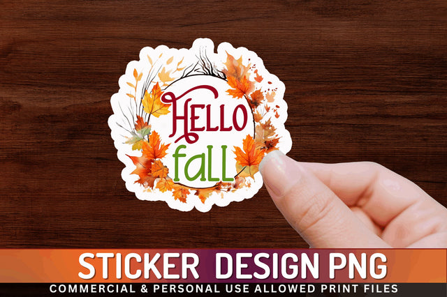 Hello fall Sticker Design Sublimation Regulrcrative 
