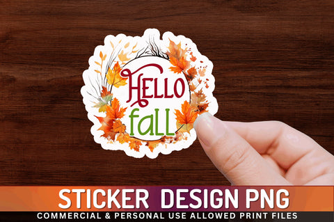 Hello fall Sticker Design Sublimation Regulrcrative 