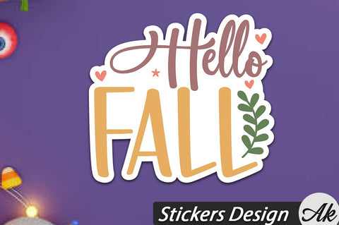 Hello fall Stickers Design SVG akazaddesign 