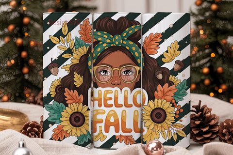 Hello Fall Sunflower 20oz Tumbler Wrap Sublimation DesignSVG 