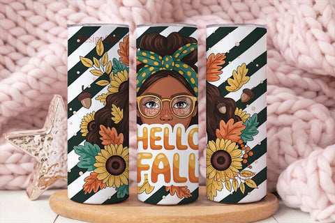Hello Fall Sunflower 20oz Tumbler Wrap Sublimation DesignSVG 