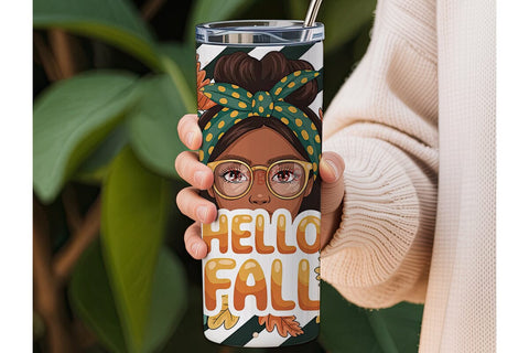 Hello Fall Sunflower 20oz Tumbler Wrap Sublimation DesignSVG 
