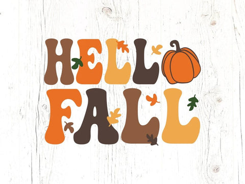 Hello Fall SVG - Autumn Season Decor Cut File PNG DXF EPS SVG Silhouette School Blog Design Shop 