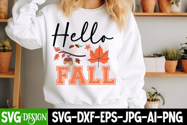 Hello Fall SVG Design,Fall Svg Design,Thanksgiving Svg Design,Autumn Svg Design,Fall Round Sign Svg ,Fall Shirt Design,Fall Sublimation Design SVG BlackCatsMedia 