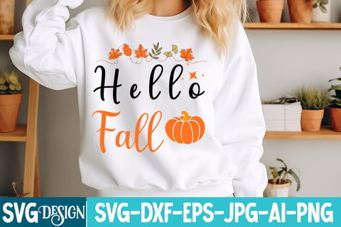 Hello Fall Svg Design,Hello Fall Design, Thanksgiving SVG Quotes , Thanksgiving SVG Design , Fall SVG Design, Autumn SVG Cut File SVG BlackCatsMedia 