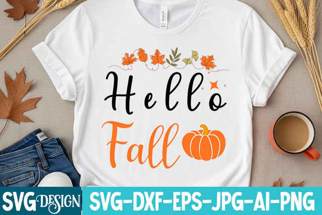 Hello Fall Svg Design,Hello Fall Design, Thanksgiving SVG Quotes , Thanksgiving SVG Design , Fall SVG Design, Autumn SVG Cut File SVG BlackCatsMedia 