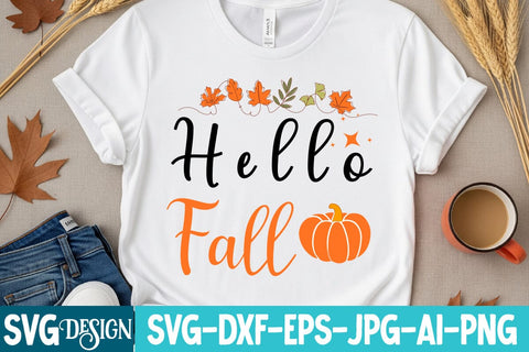 Hello Fall Svg Design,Hello Fall Design, Thanksgiving SVG Quotes , Thanksgiving SVG Design , Fall SVG Design, Autumn SVG Cut File SVG BlackCatsMedia 