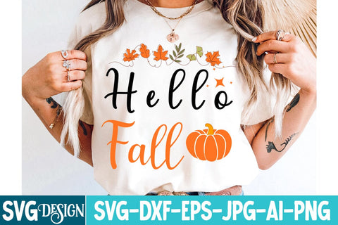 Hello Fall Svg Design,Hello Fall Design, Thanksgiving SVG Quotes , Thanksgiving SVG Design , Fall SVG Design, Autumn SVG Cut File SVG BlackCatsMedia 