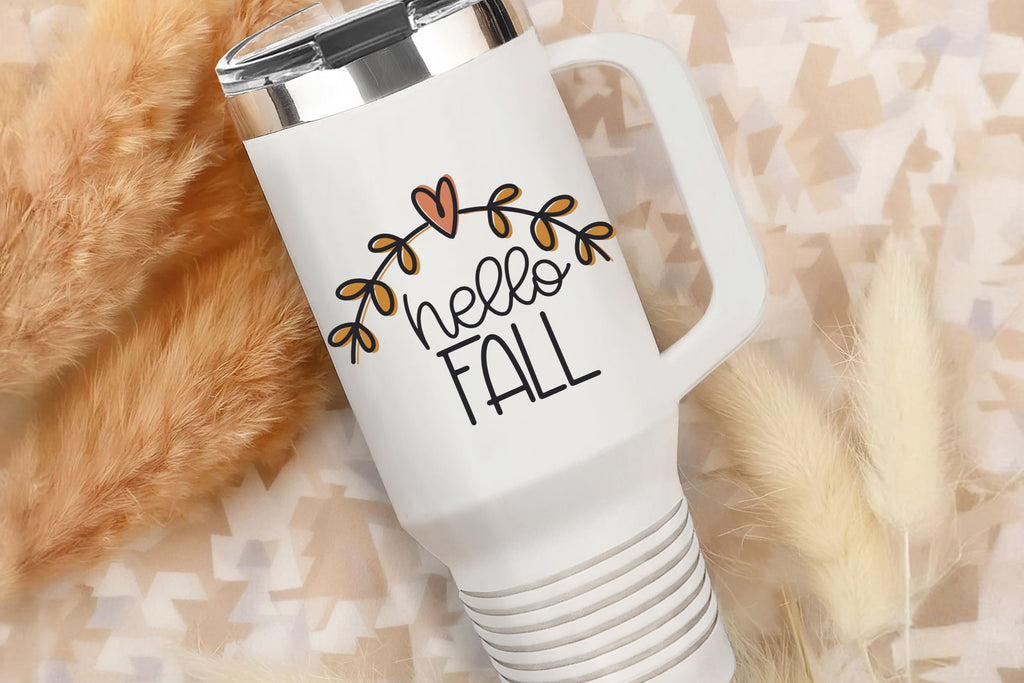 Hello Fall SVG, Fall Shirt SVG, Fall Decor SVG, Pumpkin SVG - So Fontsy