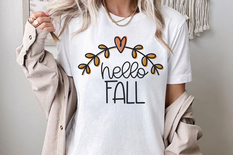 Hello Fall SVG for Cricut, Cute Fall PNG for Shirts, Sublimation , & More, Fall Flourish SVG, Autumn Wreath SVG SVG Designing Digitals 