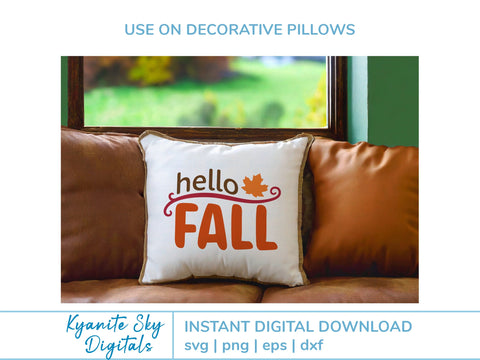 Hello Fall SVG phrase with leaf flourish SVG Kyanite Sky Digitals 