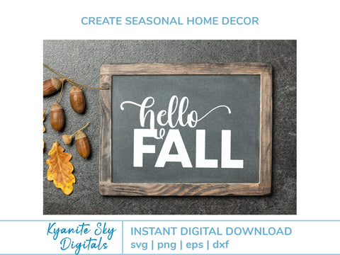 Hello Fall SVG phrase with pumpkin SVG Kyanite Sky Digitals 
