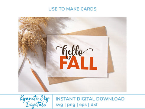 Hello Fall SVG phrase with pumpkin SVG Kyanite Sky Digitals 