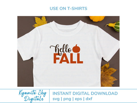 Hello Fall SVG phrase with pumpkin SVG Kyanite Sky Digitals 