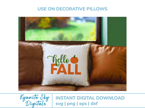 Hello Fall SVG phrase with pumpkin SVG Kyanite Sky Digitals 