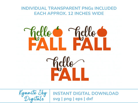 Hello Fall SVG phrase with pumpkin SVG Kyanite Sky Digitals 