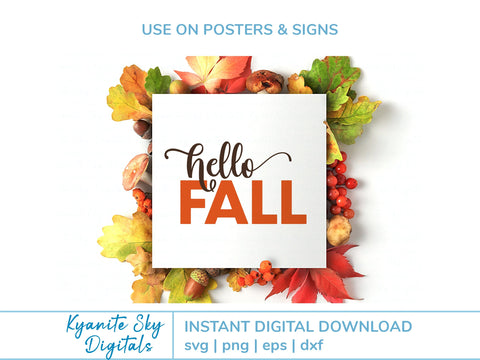 Hello Fall SVG phrase with pumpkin SVG Kyanite Sky Digitals 