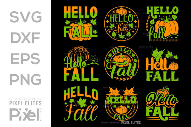 Hello Fall SVG Thanksgiving Bundle Happy Autumn Hello Fall Thanksgiving Quote PET 00922 SVG ETC Craft 