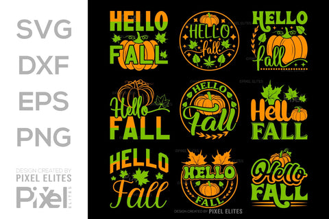Hello Fall SVG Thanksgiving Bundle Happy Autumn Hello Fall Thanksgiving Quote PET 00922 SVG ETC Craft 