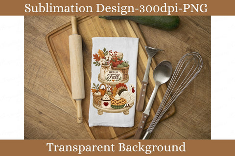 Hello Fall Tiered Tray Decor Sublimation PNG, Autumn Kitchen Decor, Thanksgiving Farmhouse Digital Download Sublimation Keepsake Treasures Designs LLC. 