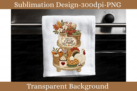 Hello Fall Tiered Tray Decor Sublimation PNG, Autumn Kitchen Decor, Thanksgiving Farmhouse Digital Download Sublimation Keepsake Treasures Designs LLC. 